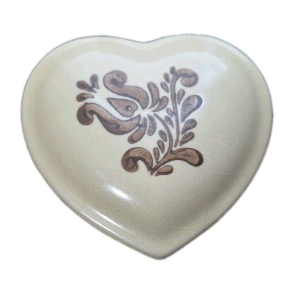 Pfaltzgraff VILLAGE Heart Shaped Box With Lid 4 Inches Jewelry Trinket Dish Ring